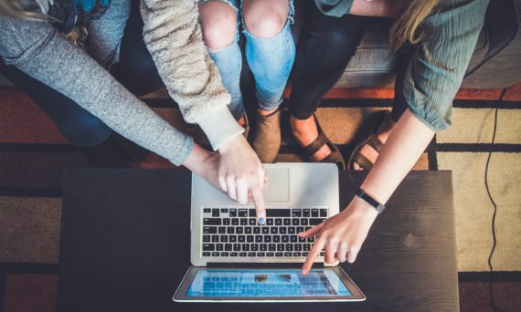 Group working together on laptop