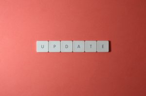 Game tiles spelling "update"