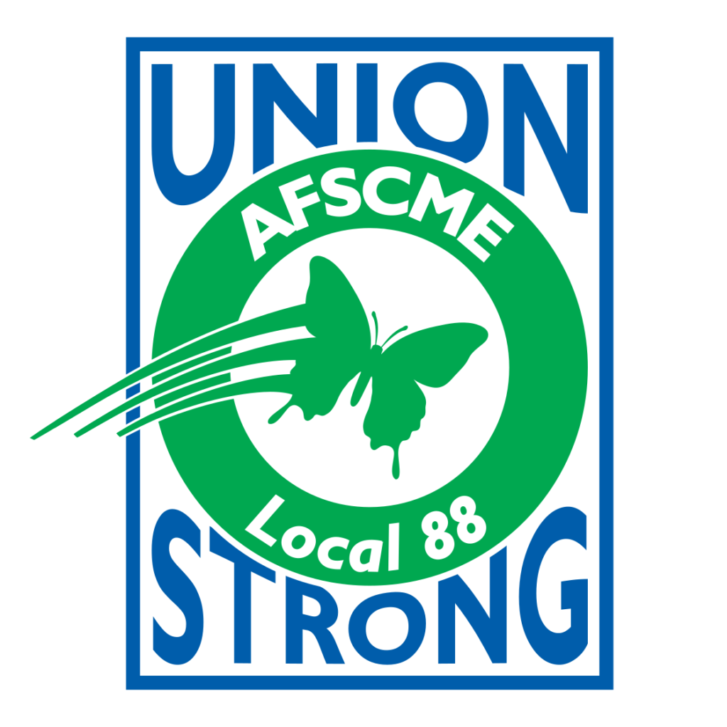 AFSCME Local 88 logo with Union Strong text border