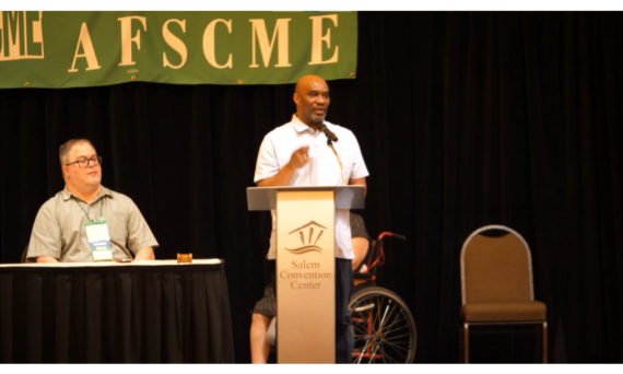 Percy Winters Jr speaks at Oregon AFSCME Convention 2023
